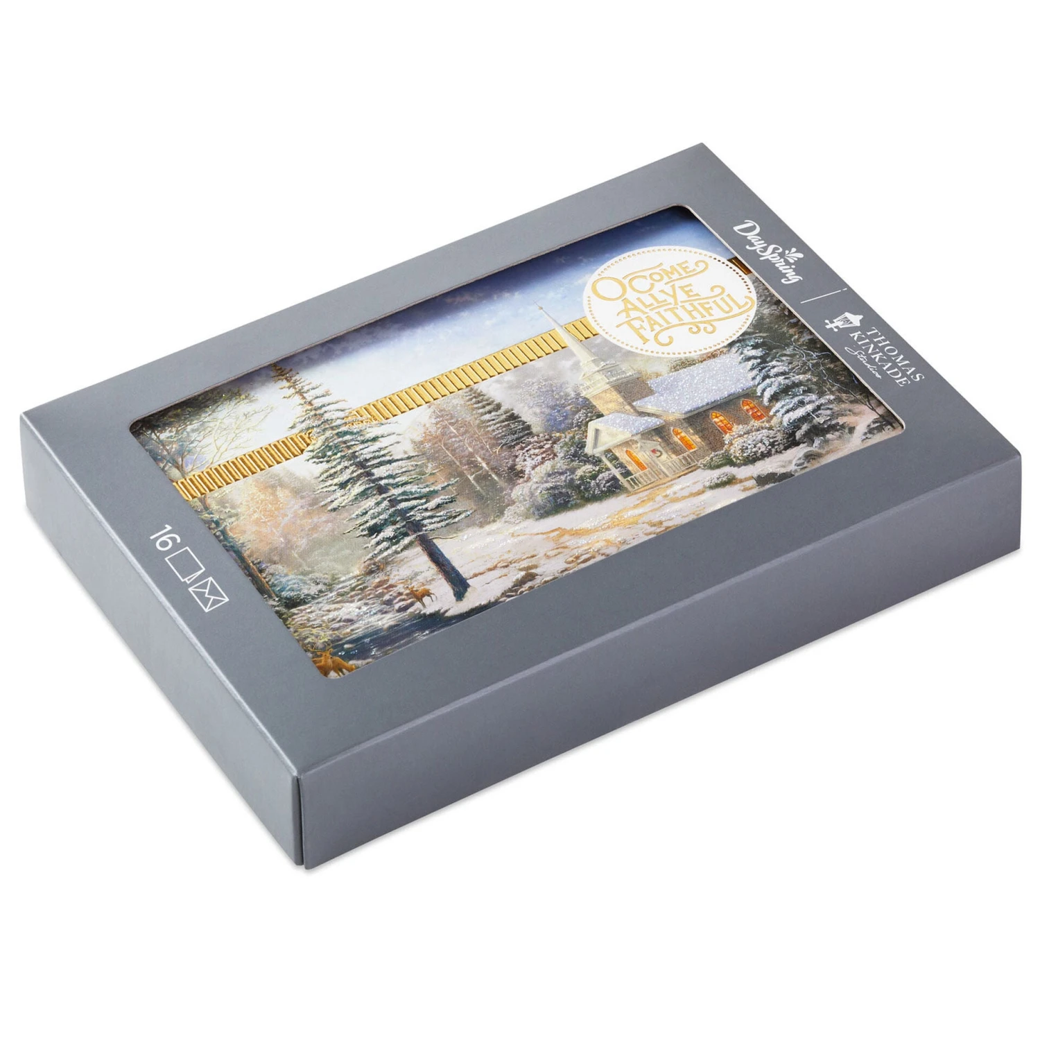 Hallmark Thomas Kinkade Country Church Religious Boxed Christmas Cards, Pack Of 16 1 Hallmark Thomas Kinkade Country Church Religious Boxed Christmas Cards, Pack Of 16