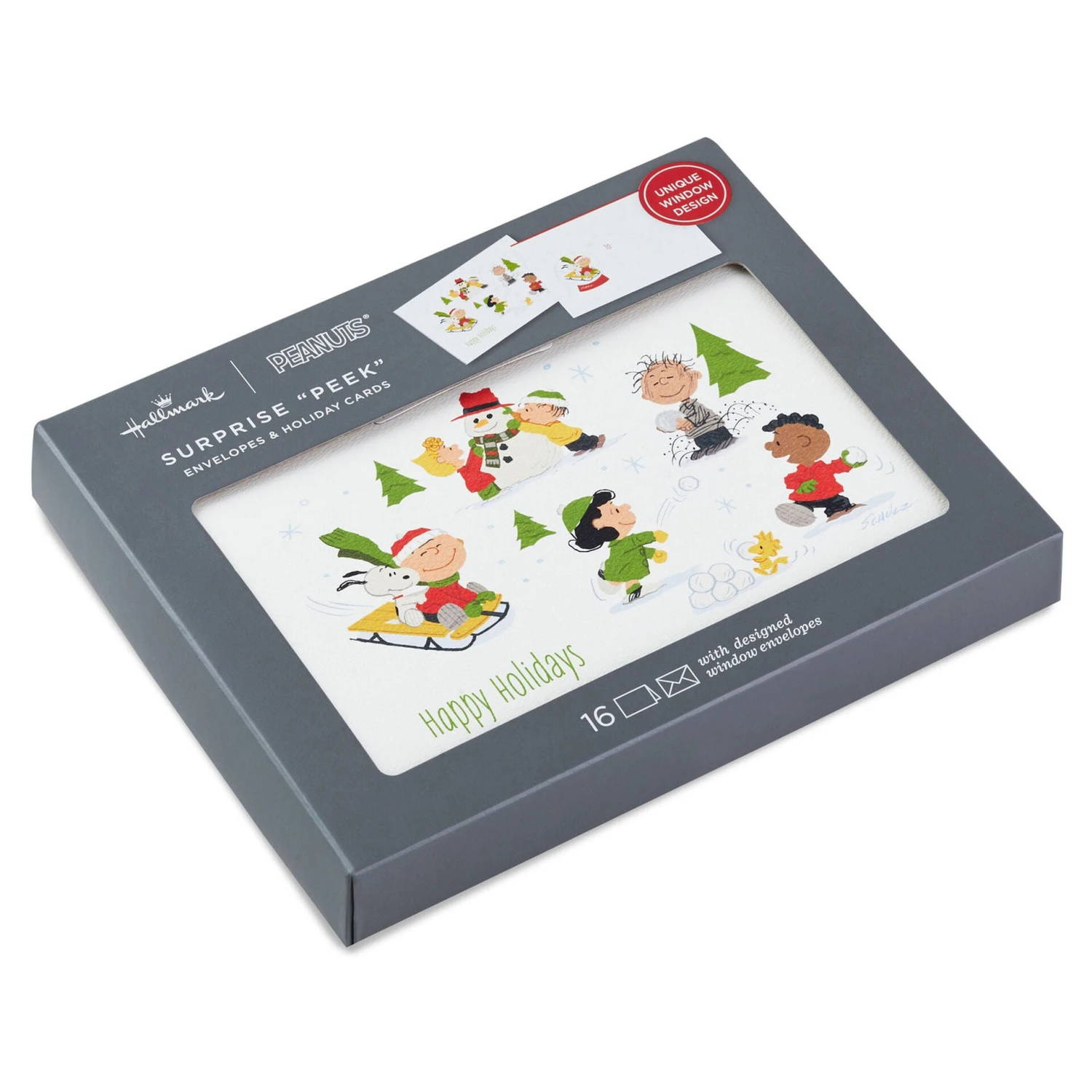 Hallmark Peanuts Jolly Snow Fun Boxed Christmas Cards, Pack Of 16 1 Hallmark Peanuts Jolly Snow Fun Boxed Christmas Cards, Pack Of 16