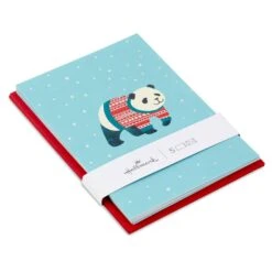 Hallmark Panda Bear In Festive Sweater Packaged Christmas Cards, Set Of 5