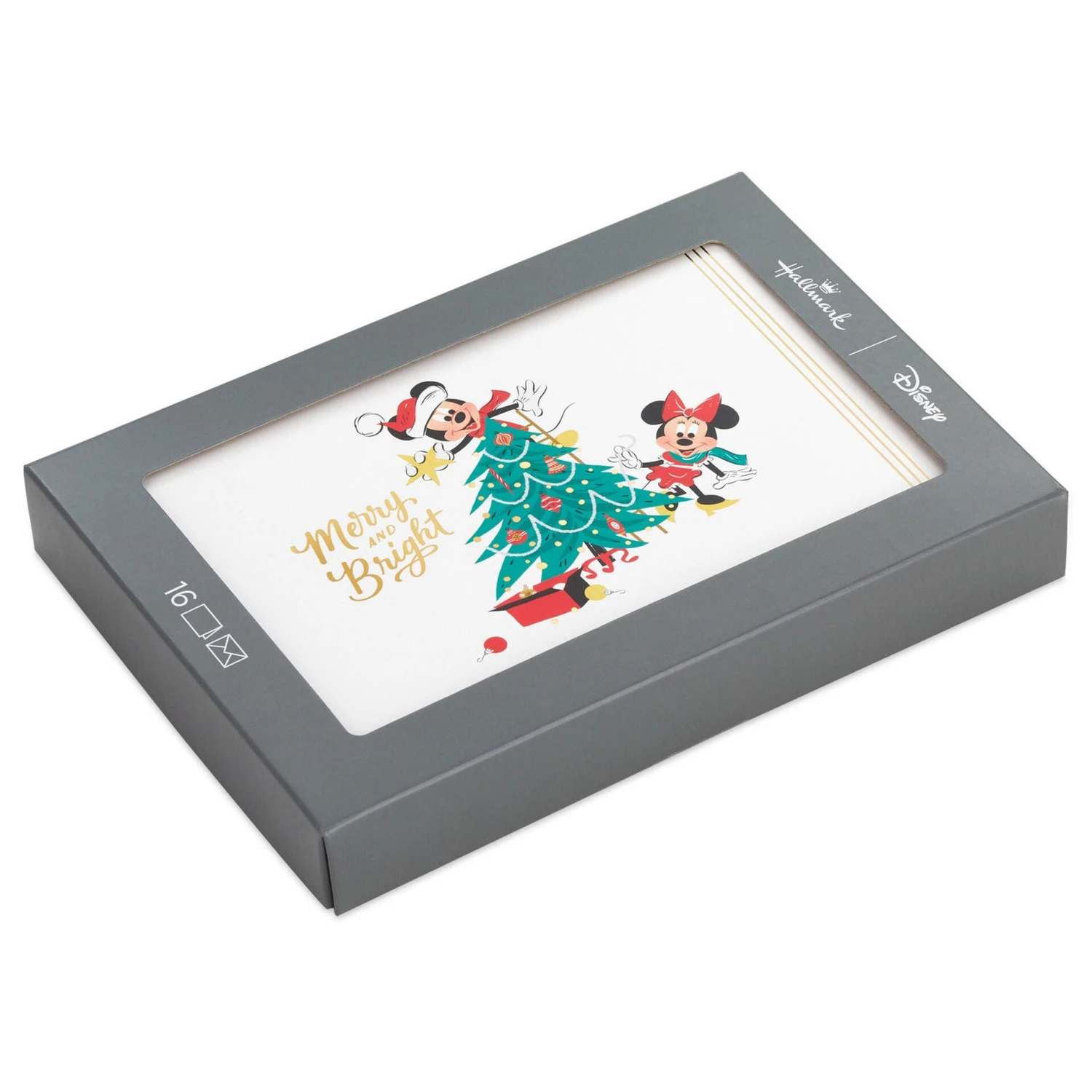 Hallmark Disney Mickey Mouse And Disney Minnie Mouse Merry And Bright Boxed Christmas Cards, Pack Of 16 1 Hallmark Disney Mickey Mouse And Disney Minnie Mouse Merry And Bright Boxed Christmas Cards, Pack Of 16