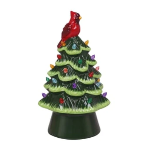 8.5" LED Green Christmas Tree With Bird Top 2 8.5" LED Green Christmas Tree With Bird Top - Image 2