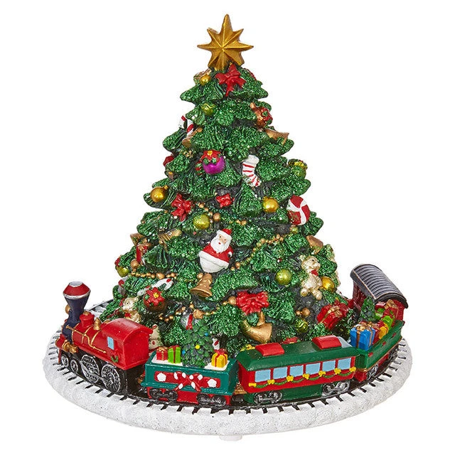 Musical Christmas Tree With Wind Up Rotating Toy Train 6.25" 1 Musical Christmas Tree With Wind Up Rotating Toy Train 6.25"