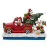Disney Jim Shore Fab 4 Mickey And Friends Loading Christmas Tree Onto A Red Truck Figurine