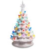 White Ceramic Multi-Color Bulb Light Up Christmas Tree 16"