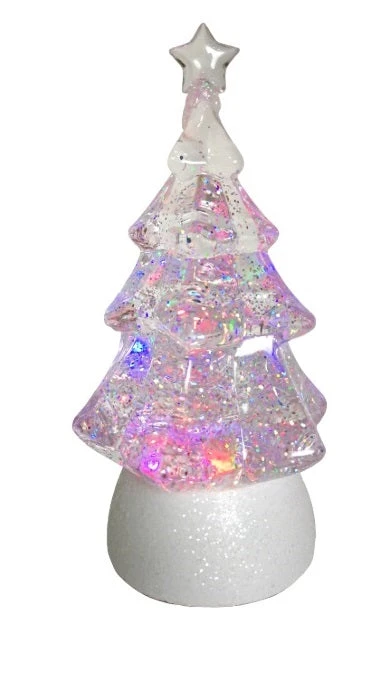 Glitter Light Up Christmas Tree Water Dome, 8.5" 2 Glitter Light Up Christmas Tree Water Dome, 8.5" - Image 2