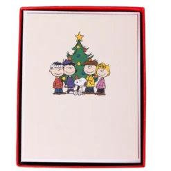 Peanuts Snoopy & Friends With Christmas Tree Holiday Blank Cards Box Of 15
