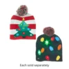 Battery-Operated Knit Hat With LED Christmas Pattern, 2 Assorted