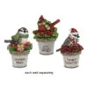 Christmas Bird On Planter With Holiday Message Figurine