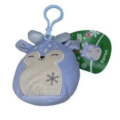 Christmas Squishmallow Farryn The Purple Fawn With Snowflake 3.5" Clip Stuffed Plush By Kelly Toy