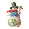 Jim Shore Snowman With Candy Cane "Sweet Christmas Wishes" Figurine, 8.7" Gold Crown Exclusive