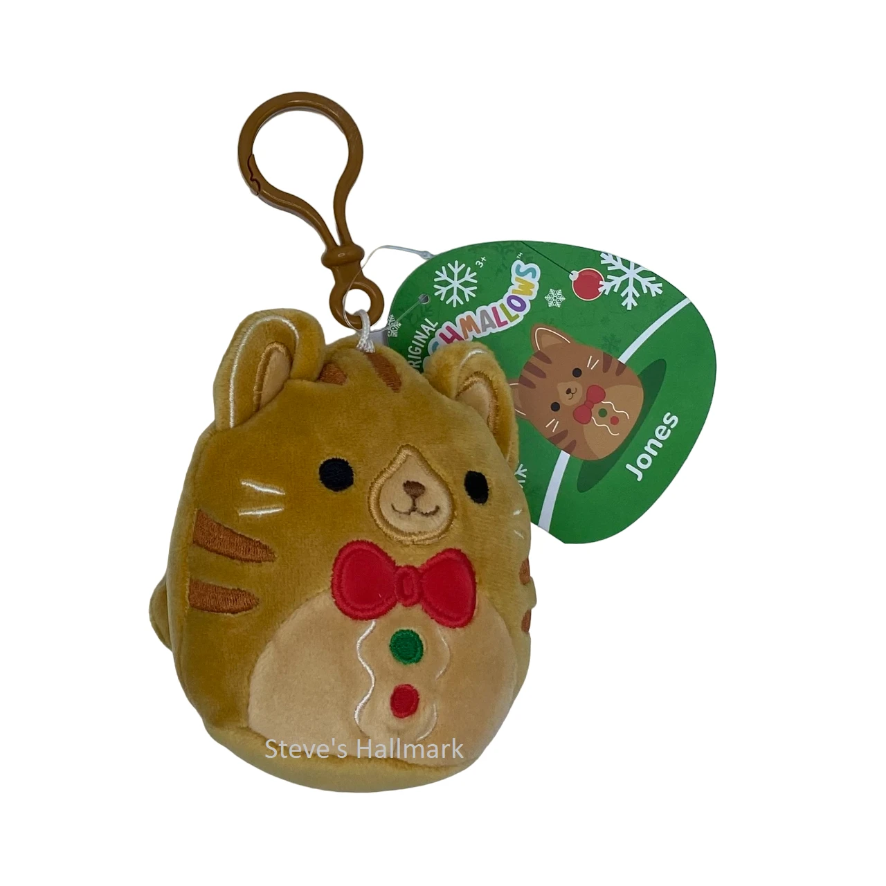 Christmas Squishmallow Jones The Gingerbread Cat With Red Bow Tie 3.5" Clip Stuffed Plush By Kelly Toy 1 Christmas Squishmallow Jones The Gingerbread Cat With Red Bow Tie 3.5" Clip Stuffed Plush By Kelly Toy