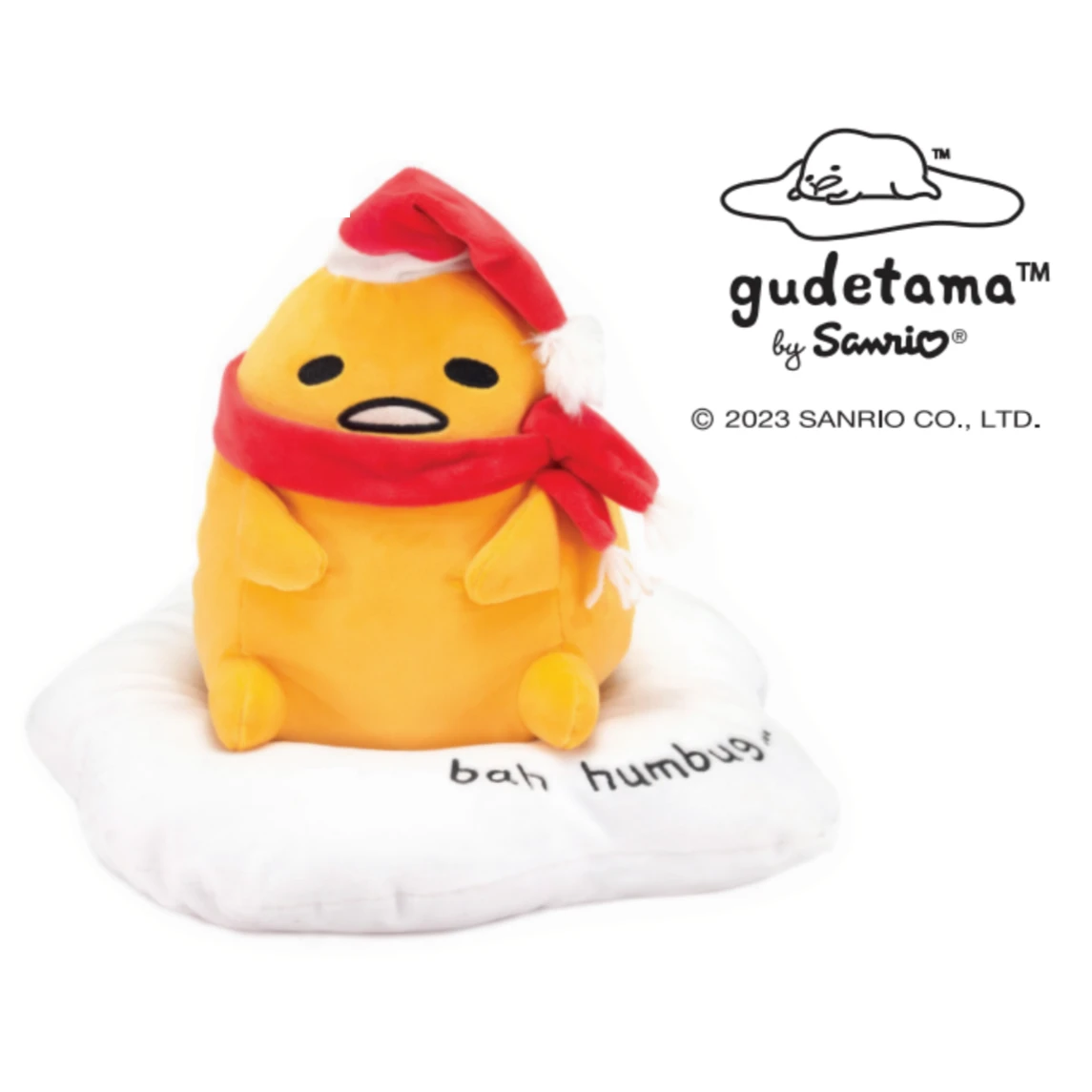 10" Bah Humbug Sanrio Gudetama With Santa Hat Christmas Stuffed Plush 1 10" Bah Humbug Sanrio Gudetama With Santa Hat Christmas Stuffed Plush