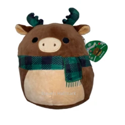 Christmas Squishmallow Buford Moose With Green Plaid Scarf And Antlers 8" Stuffed Plush By Kelly Toy