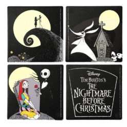 Disney The Nightmare Before Christmas Black Ceramic Coasters Set Of 4