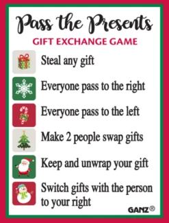 Pass The Presents White Elephant Gift Exchange Game Christmas Token Charm -Monogram Shop ex20680 ht
