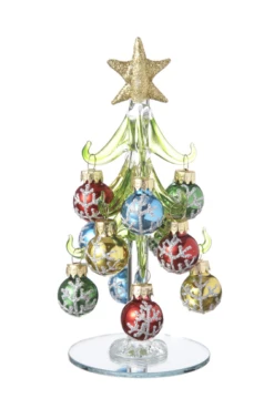 Glass Christmas Trees With Ornaments 6" Tall -Monogram Shop ex29351 d