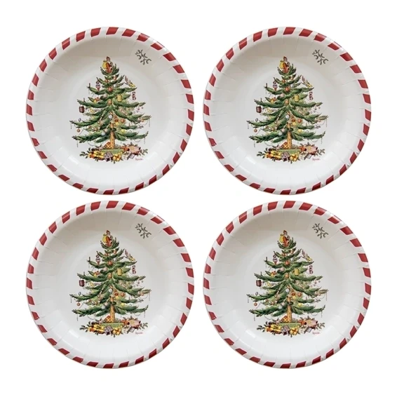 Spode Candy Cane Christmas Tree Lunch/Dessert Paper Plate Pack Of 8 1 Spode Candy Cane Christmas Tree Lunch/Dessert Paper Plate Pack Of 8