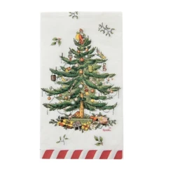 Spode Candy Cane Christmas Tree Guest Towel / Dinner Napkin Pack Of 16